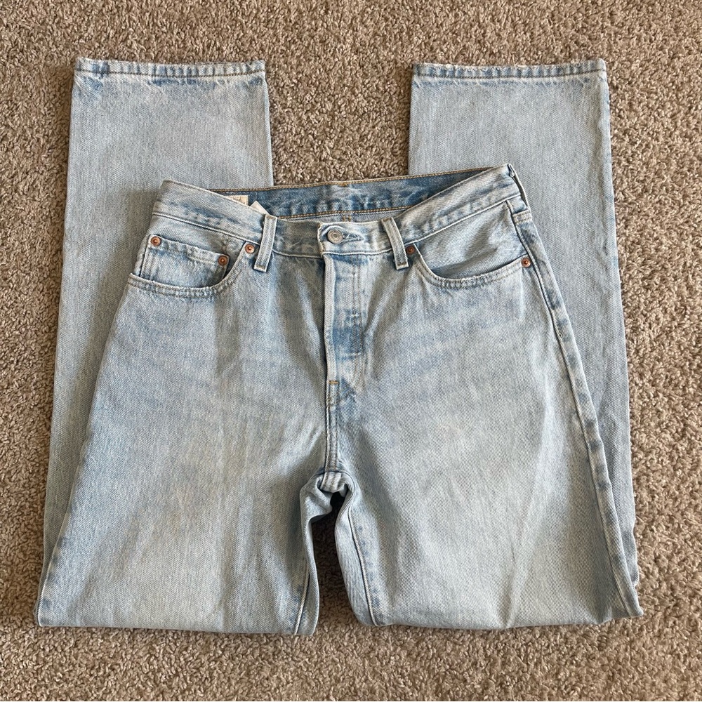 Levis Premium 501 Button Fly Straight Fit Denim Jeans